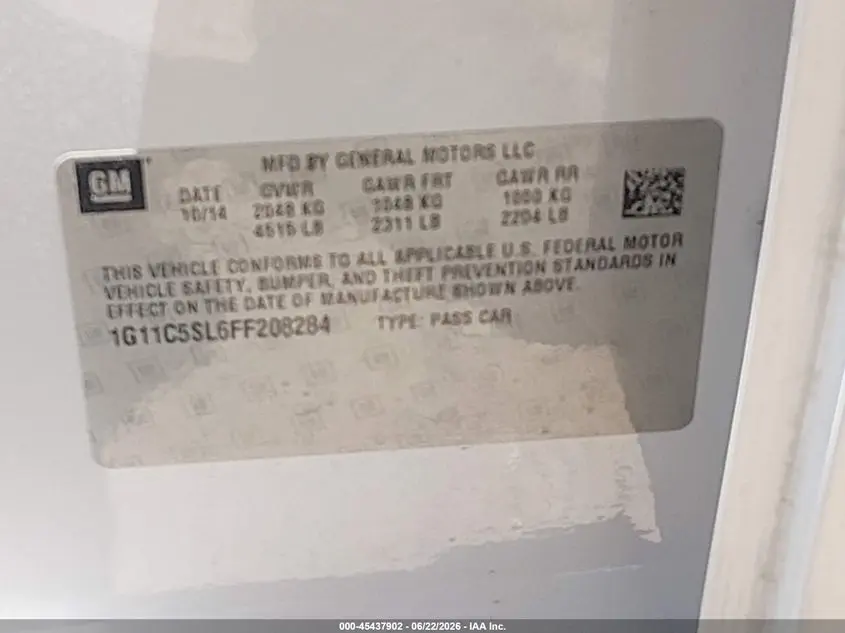 2015 CHEVROLET MALIBU 1LT