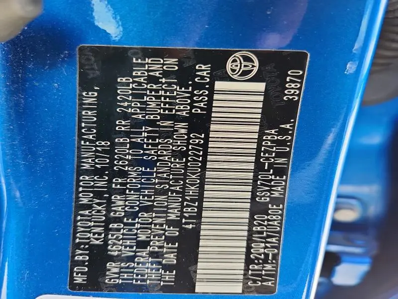 2019 TOYOTA CAMRY XSE V6  