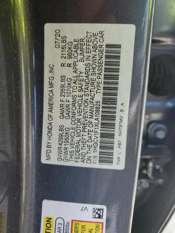 2020 HONDA ACCORD LX
