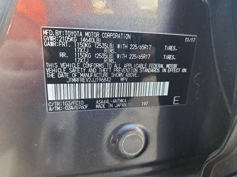 2018 TOYOTA RAV4 XLE  