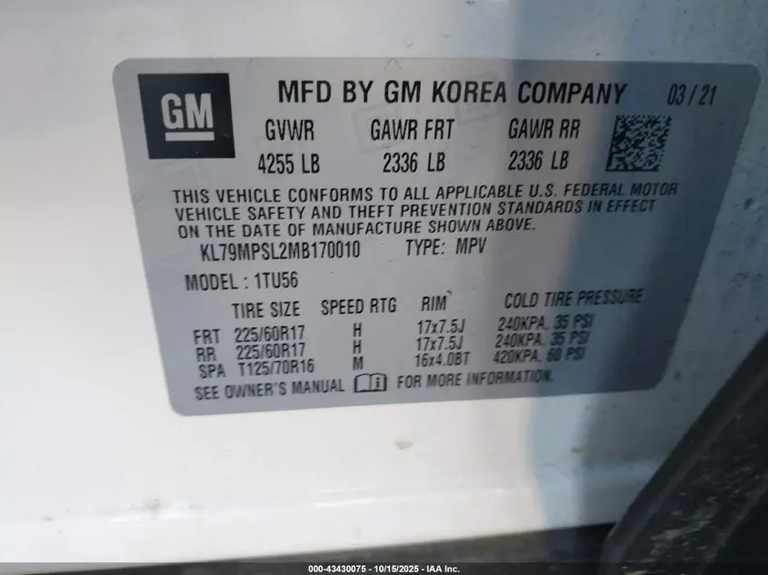 2021 CHEVROLET TRAILBLAZER FWD LT