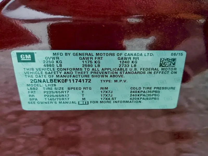 2015 CHEVROLET EQUINOX LT  