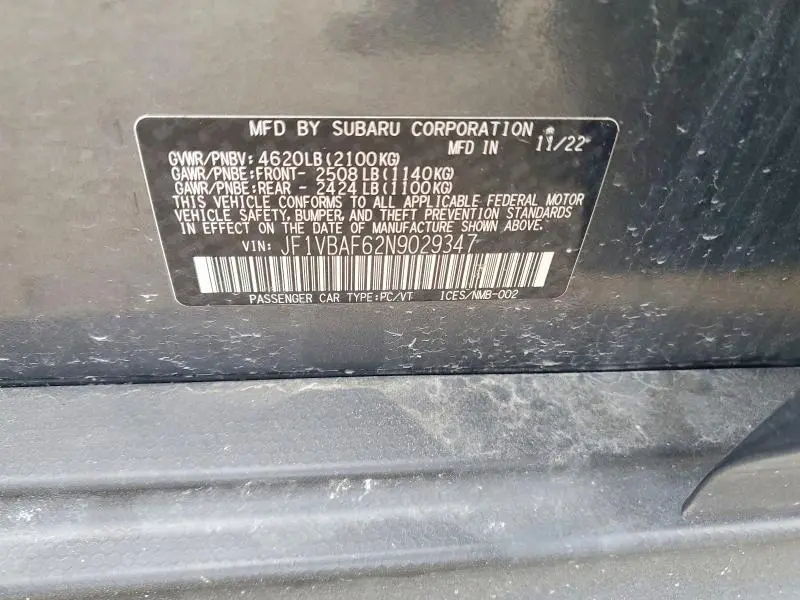 2022 SUBARU WRX PREMIUM  