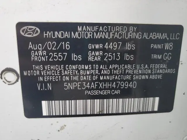 2017 HYUNDAI SONATA SPORT  