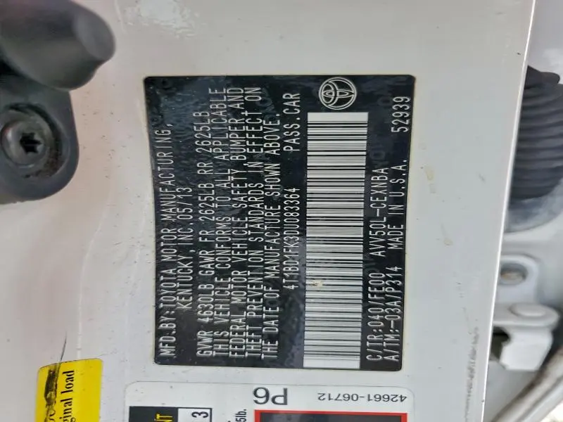 2013 TOYOTA CAMRY HYBRID  