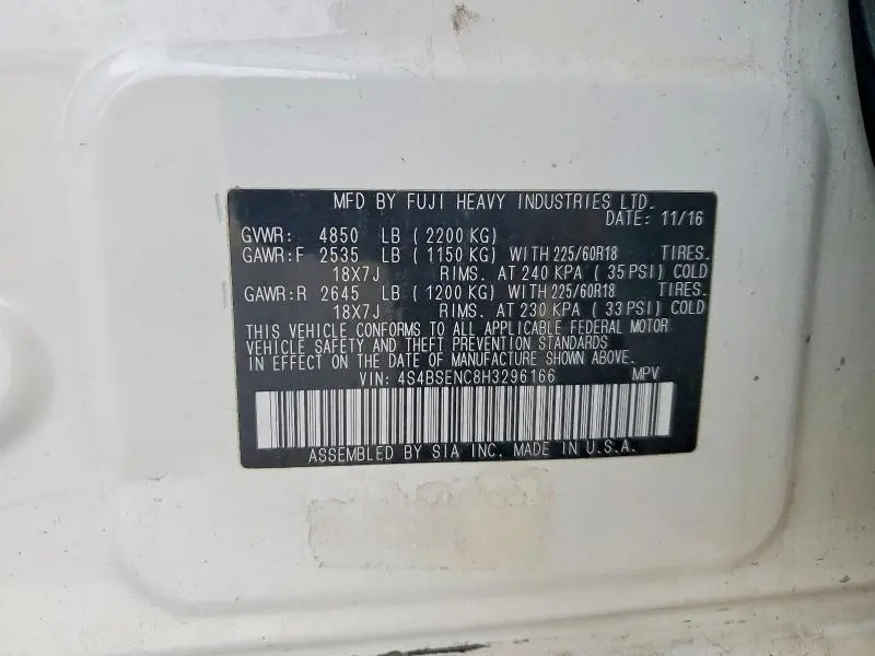 2017 SUBARU OUTBACK 3.6R LIMITED  