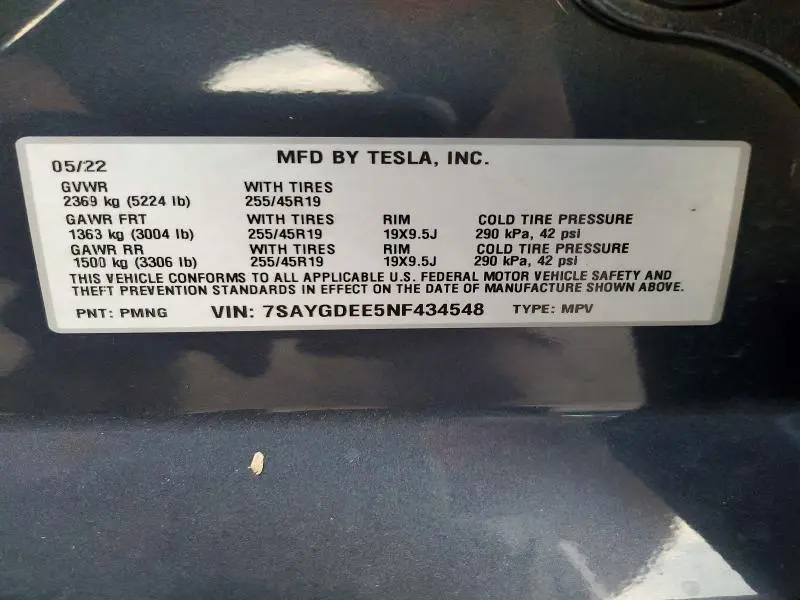 2022 TESLA MODEL Y   