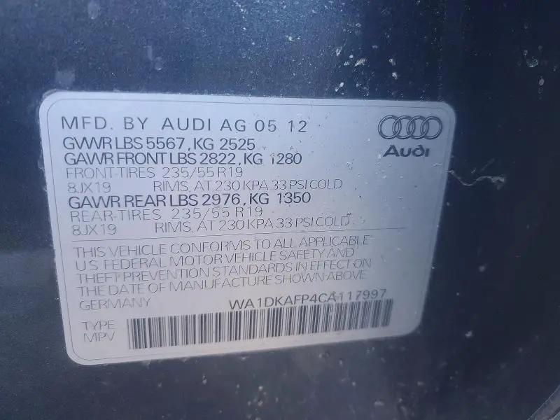 2012 AUDI Q5 PREMIUM PLUS  