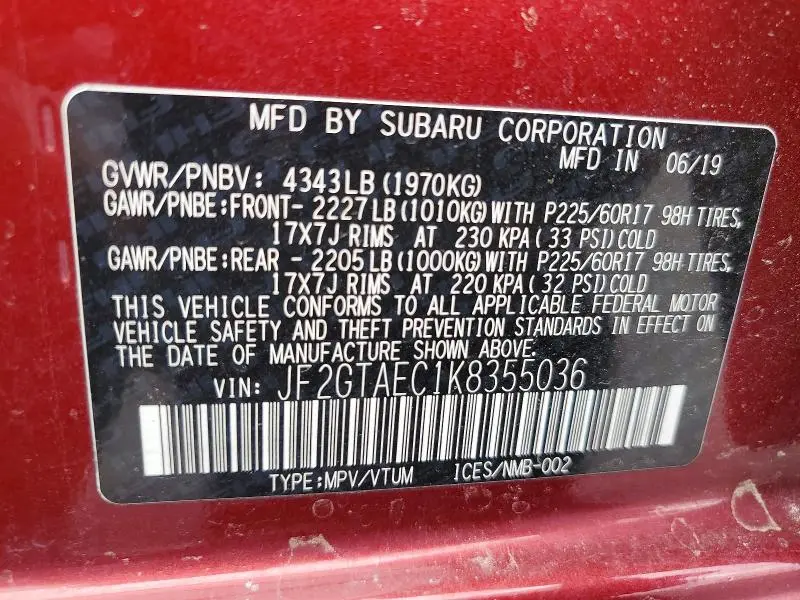 2019 SUBARU CROSSTREK PREMIUM  