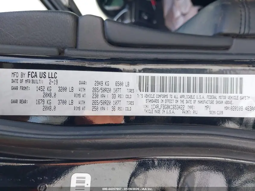 2019 JEEP GRAND CHEROKEE LIMITED 4X4