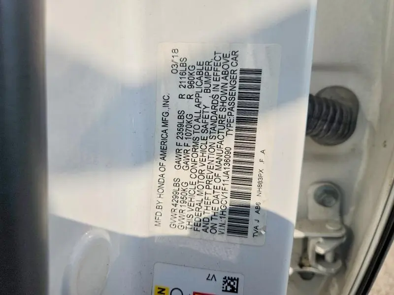 2018 HONDA ACCORD LX  