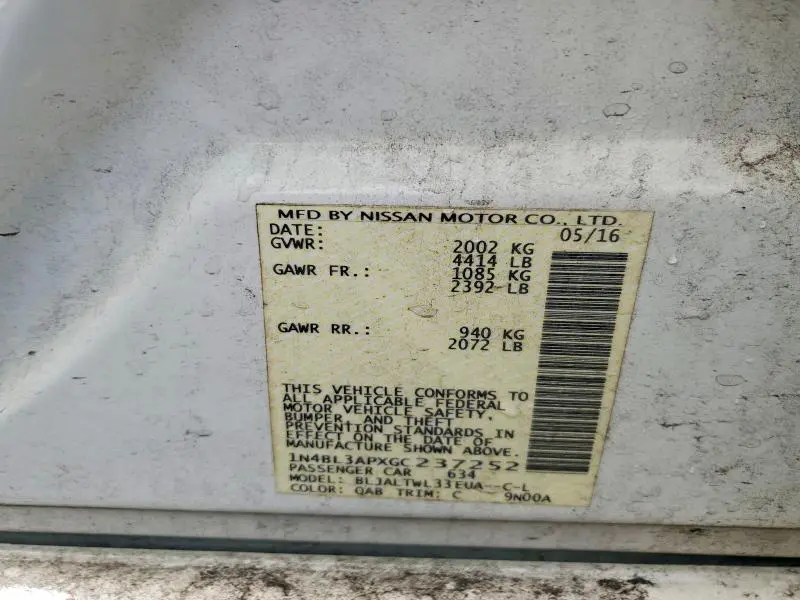 2016 NISSAN ALTIMA 3.5 SL  