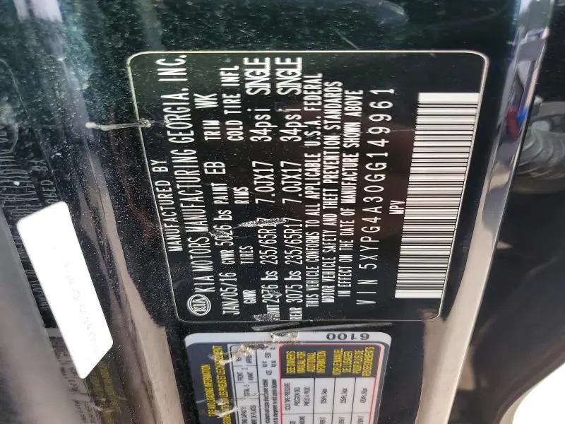 2016 KIA SORENTO LX  