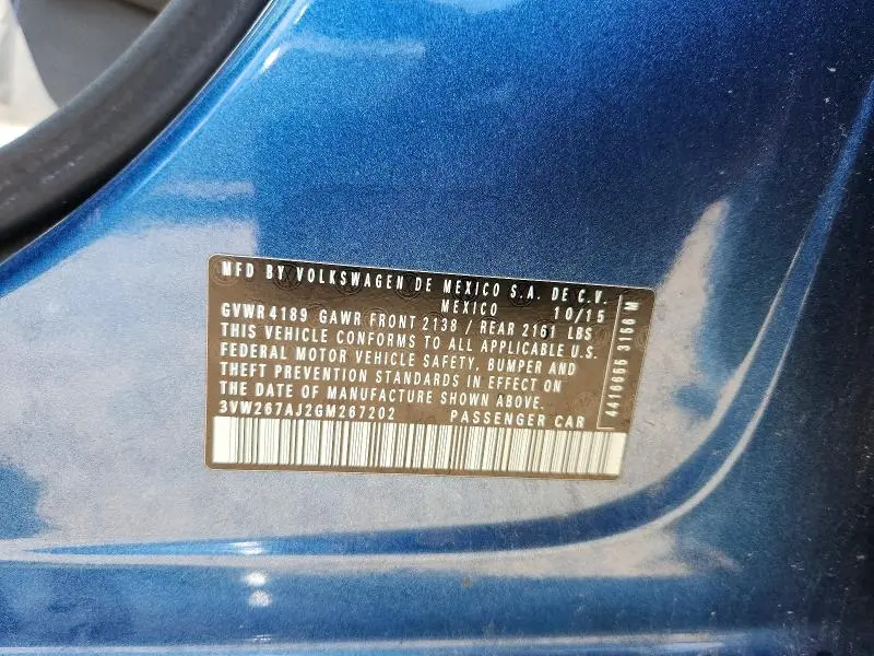 2016 VOLKSWAGEN JETTA S  