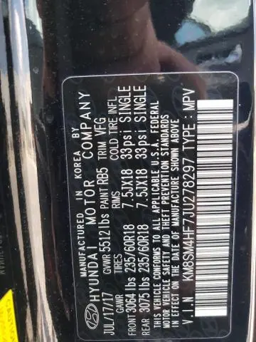 2018 HYUNDAI SANTA FE SE  