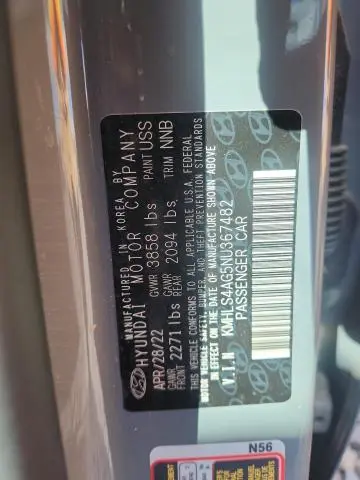 2022 HYUNDAI ELANTRA SEL  