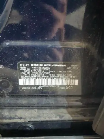 2019 MITSUBISHI OUTLANDER SE  