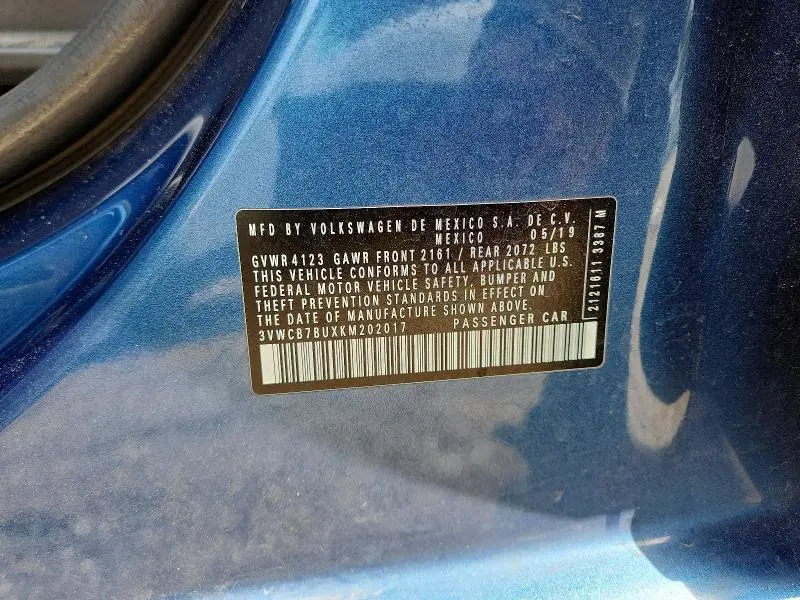 2019 VOLKSWAGEN JETTA S  