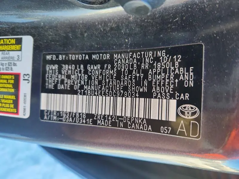 2013 TOYOTA COROLLA BASE  