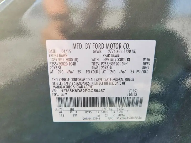 2015 FORD EXPLORER XLT  