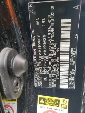 2014 TOYOTA HIGHLANDER XLE  