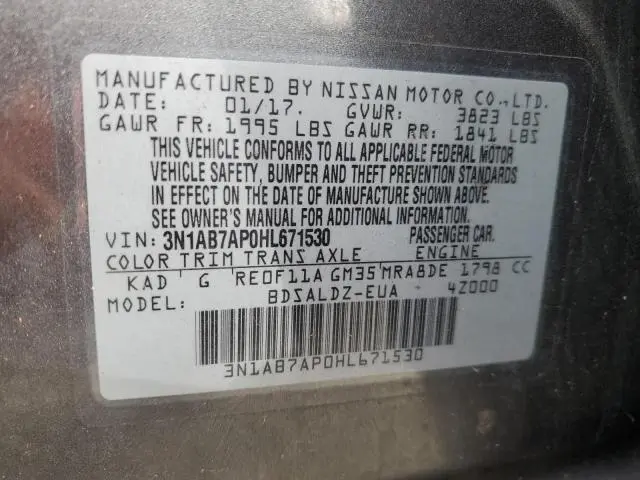 2017 NISSAN SENTRA S  