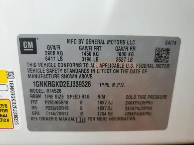 2014 CHEVROLET TRAVERSE LT  