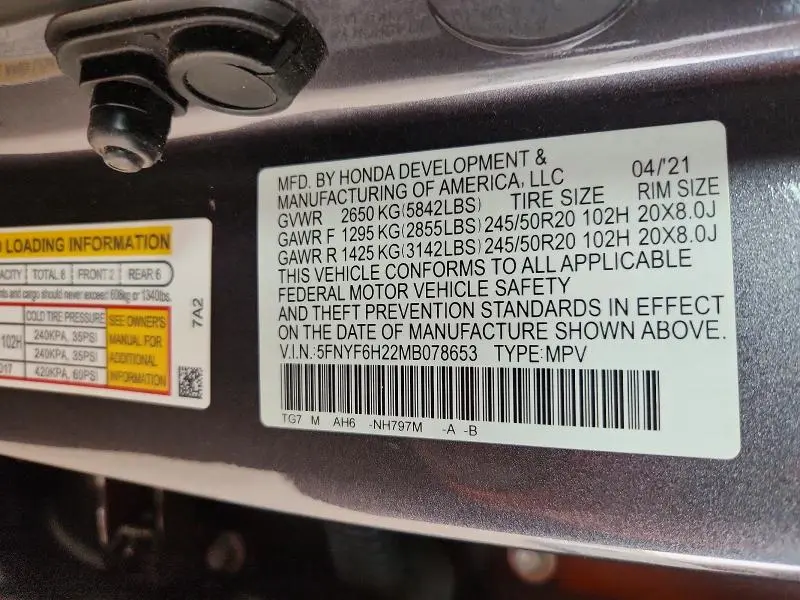 2021 HONDA PILOT SE  