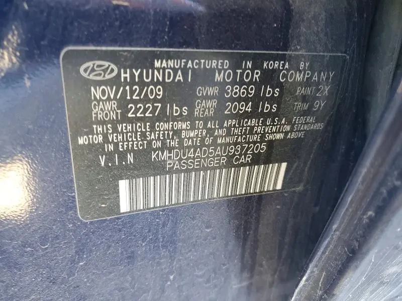 2010 HYUNDAI ELANTRA GLS  