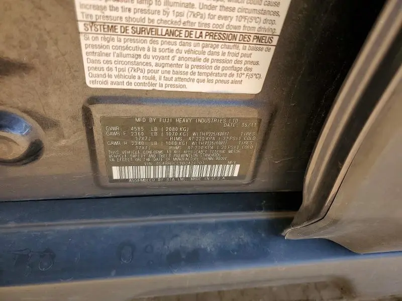 2011 SUBARU OUTBACK 2.5I PREMIUM  