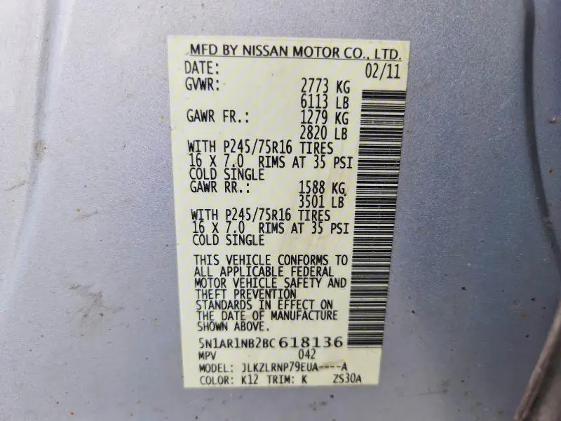 2011 NISSAN PATHFINDER S  