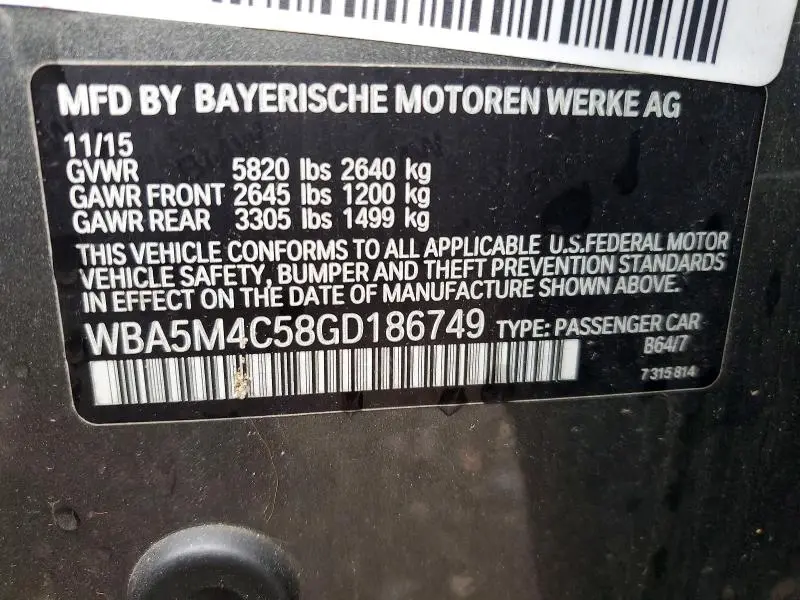 2016 BMW 535 XIGT  