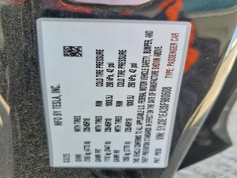 2025 TESLA MODEL 3   