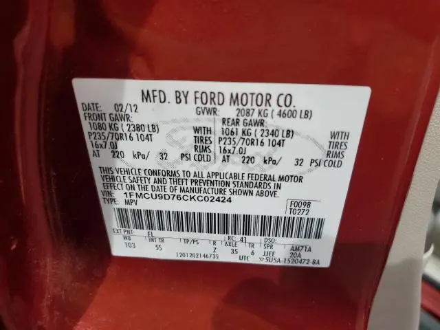 2012 FORD ESCAPE XLT  