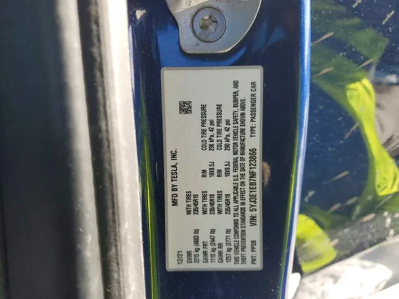 2022 TESLA MODEL 3   