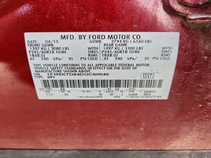 2013 FORD EXPLORER XLT  