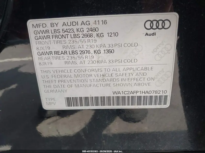 2017 AUDI Q5 2.0T PREMIUM