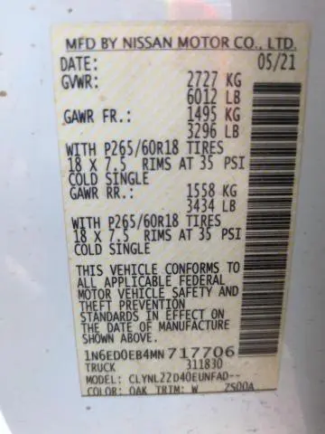 2021 NISSAN FRONTIER S  