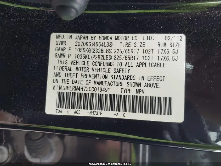 2012 HONDA CR-V EX-L