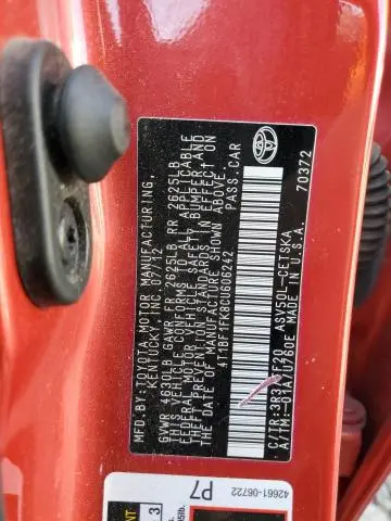 2012 TOYOTA CAMRY BASE  