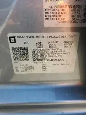 2021 GMC SIERRA K1500 AT4  