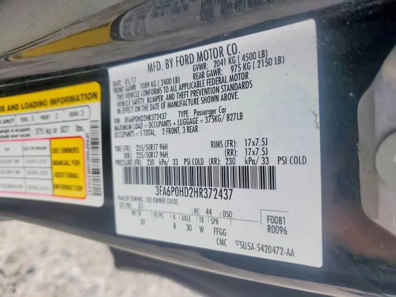 2017 FORD FUSION SE  