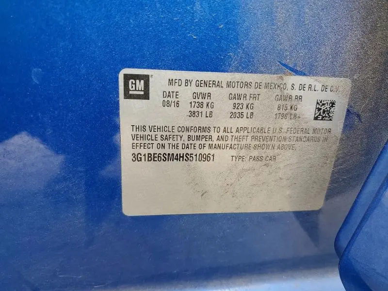 2017 CHEVROLET CRUZE LT  