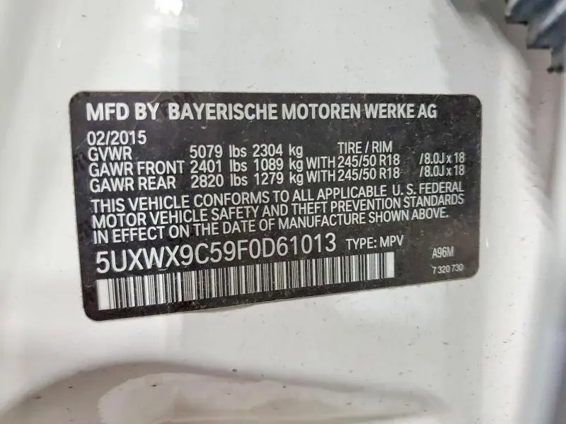 2015 BMW X3 XDRIVE28I  