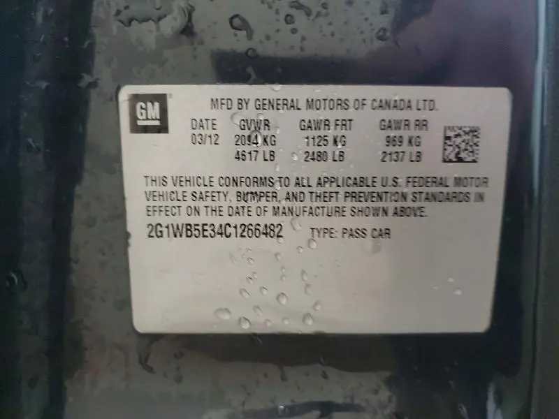 2012 CHEVROLET IMPALA LT  