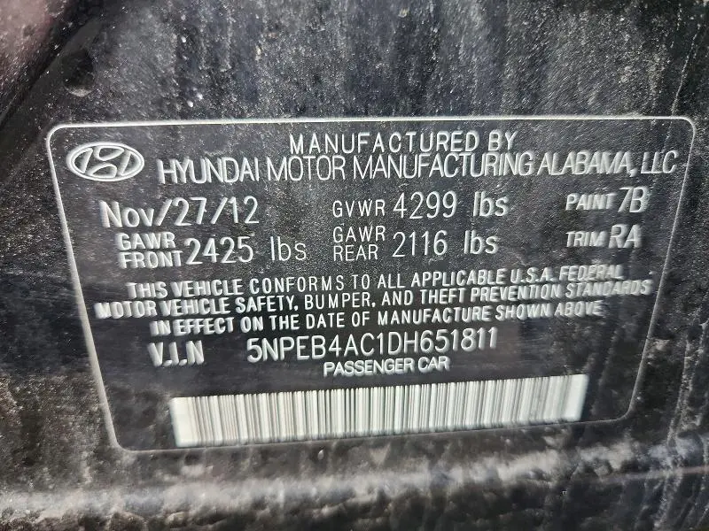 2013 HYUNDAI SONATA GLS  