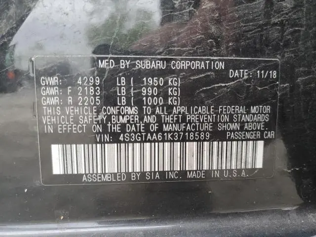 2019 SUBARU IMPREZA   