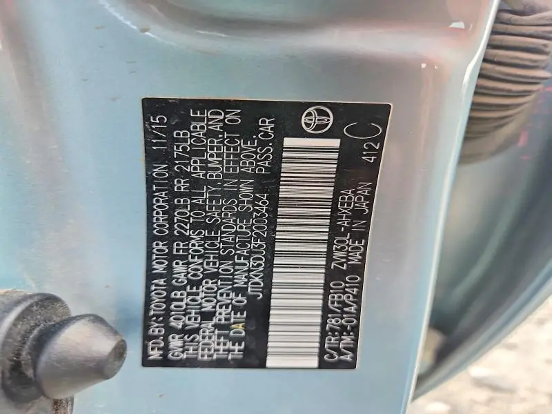 2015 TOYOTA PRIUS TWO  