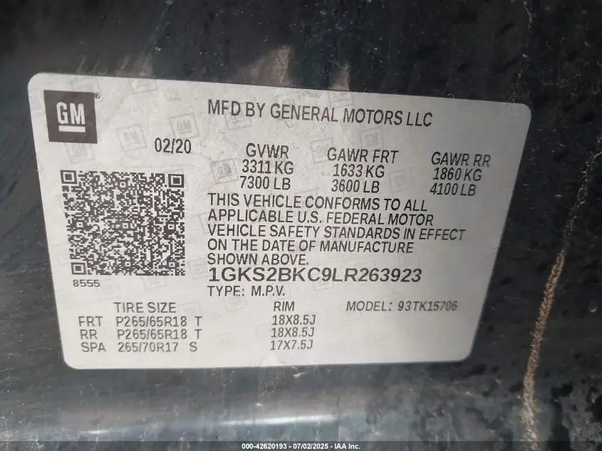 2020 GMC YUKON 4WD SLT