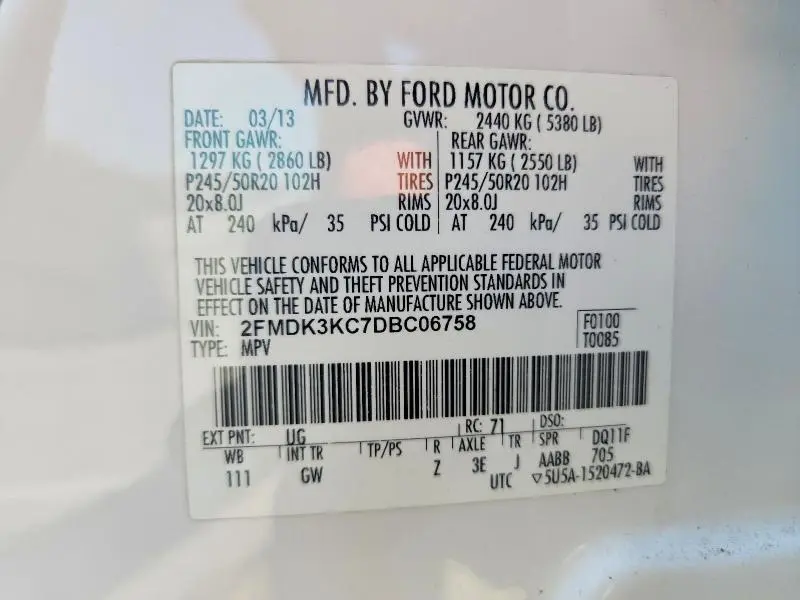 2013 FORD EDGE LIMITED  